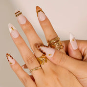 Gold Digger - Ersa Nails Nude Brown White PressOnNails