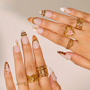 Gold Digger - Ersa Nails Nude Brown White PressOnNails