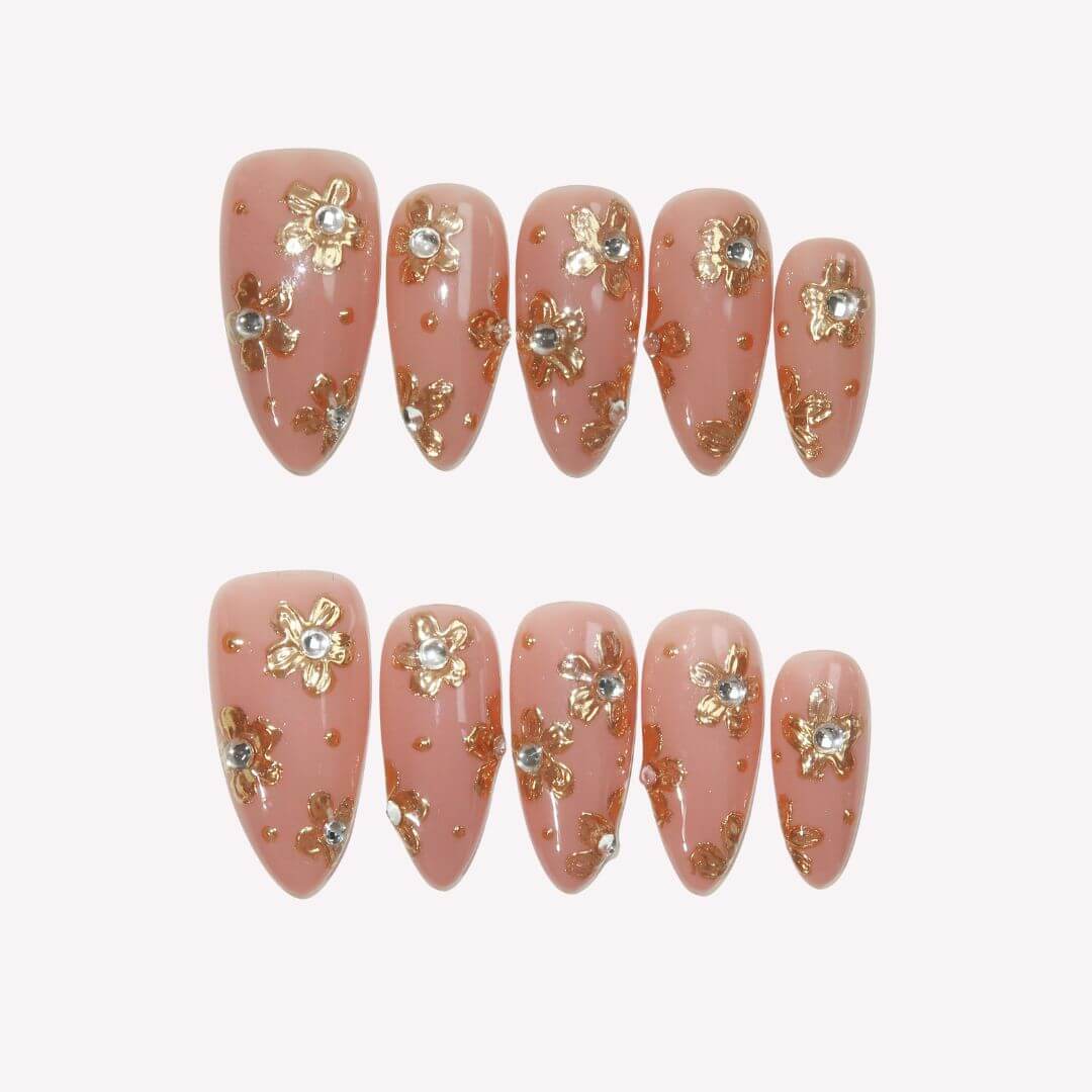 Golden Dreams - Ersa Nails Nude Gold PressOnNails