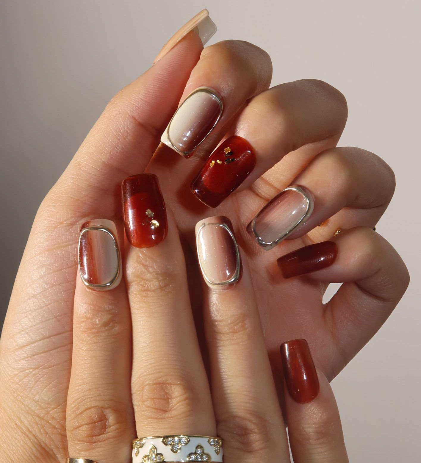 Golden Harvest - Ersa Nails Red Brown PressOnNails