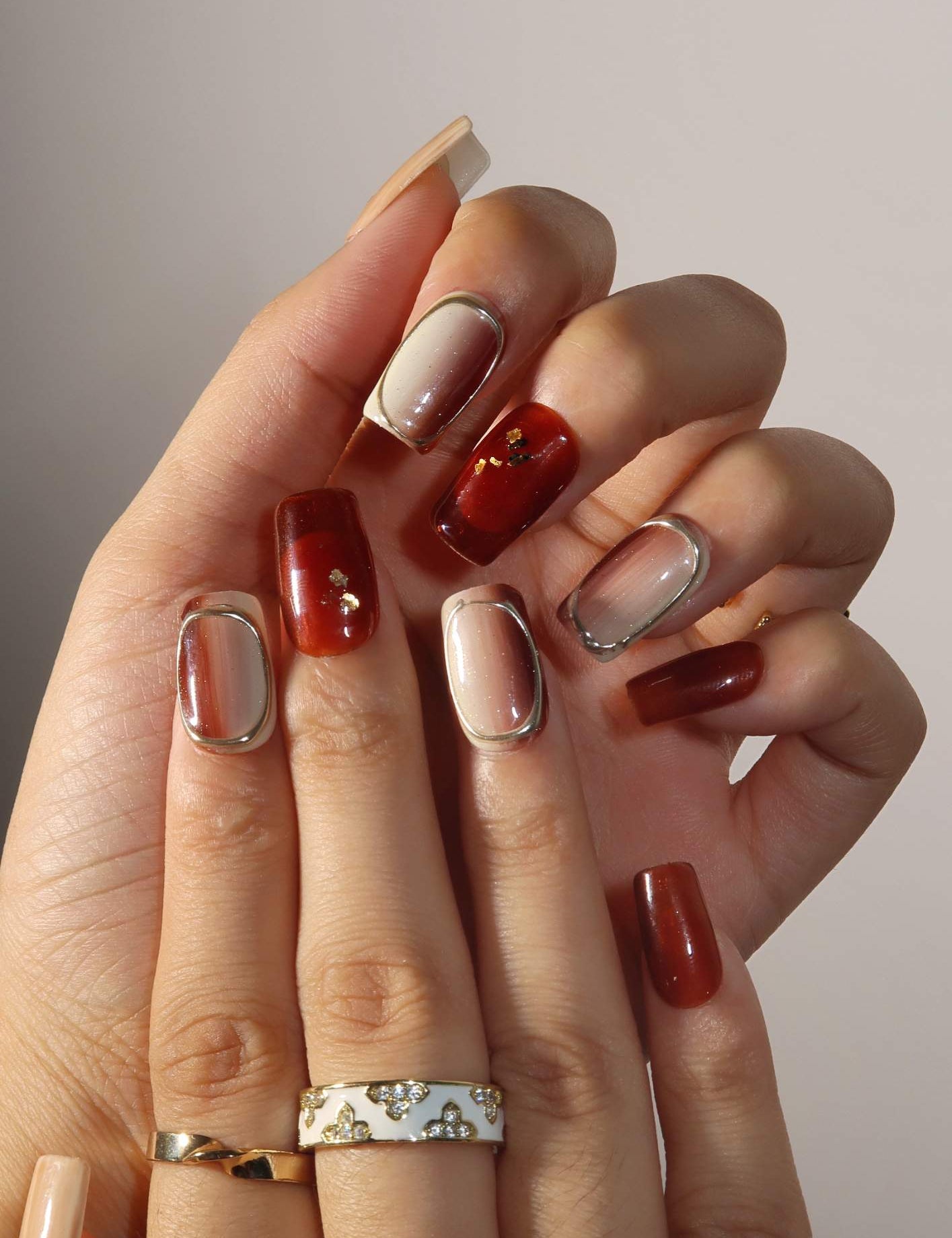 Golden Harvest - Ersa Nails Red Brown PressOnNails