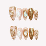 Golden Magnolia - Ersa Nails Nude Gold PressOnNails