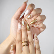 Golden Magnolia - Ersa Nails Nude Gold PressOnNails