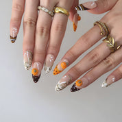 Golden Pumpkin - Ersa Nails Nude Orange Brown Medium Almond PressOnNails