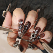 Gothic Radiance - Ersa Nails Black Long Oval PressOnNails