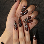 Gothic Radiance - Ersa Nails Black Long Oval PressOnNails