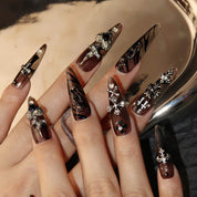 Gothic Radiance - Ersa Nails Black Long Oval PressOnNails