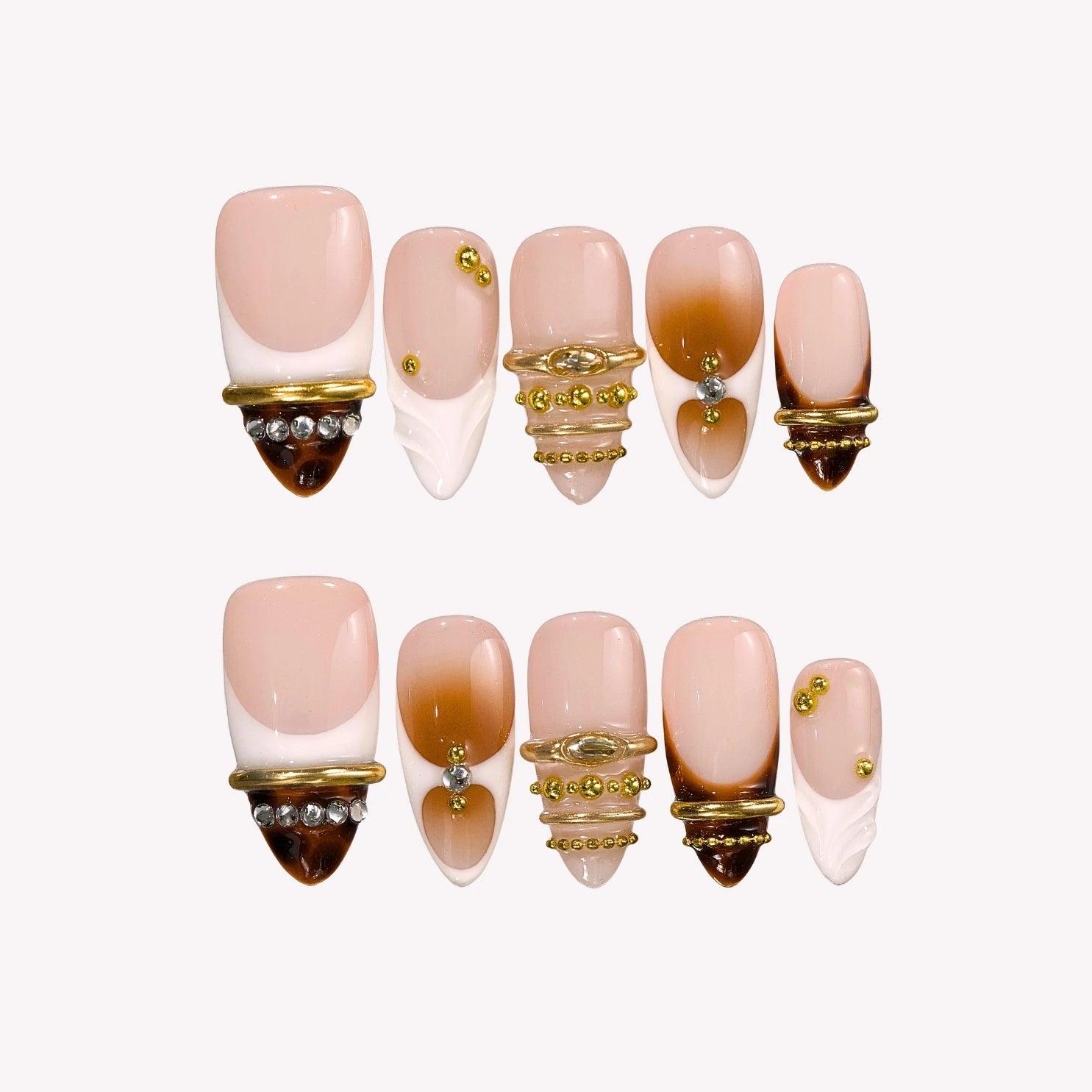 Graceful - Ersa Nails Nude Gold PressOnNails