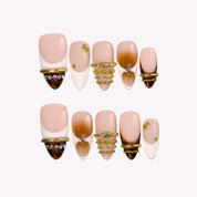 Graceful - Ersa Nails Nude Gold PressOnNails