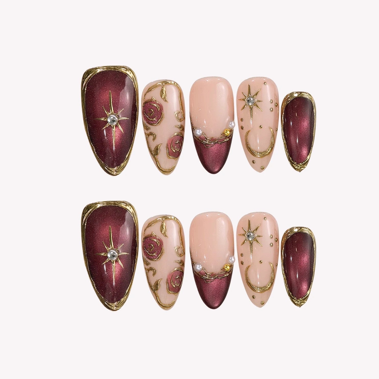 Grand Soir - Ersa Nails Nude Gold PressOnNails