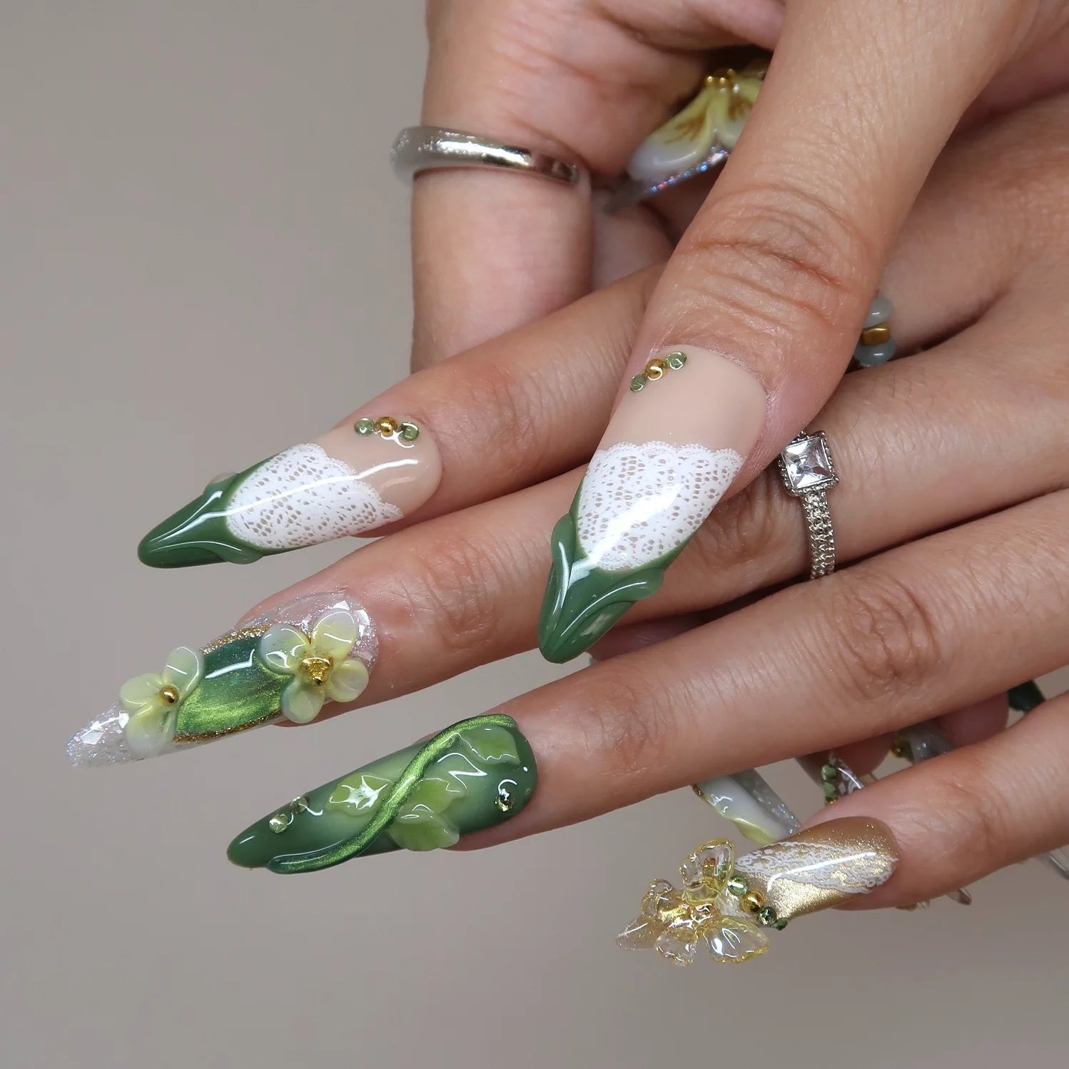 Green Muse - Ersa Nails Nude Jade White PressOnNails