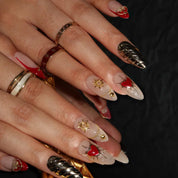 Heart Spike - Ersa Nails Red Nude Almond PressOnNails