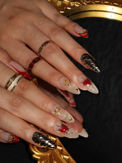 Heart Spike - Ersa Nails Red Nude Almond PressOnNails