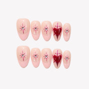 Heartbeat - Ersa Nails Nude Pink Red PressOnNails