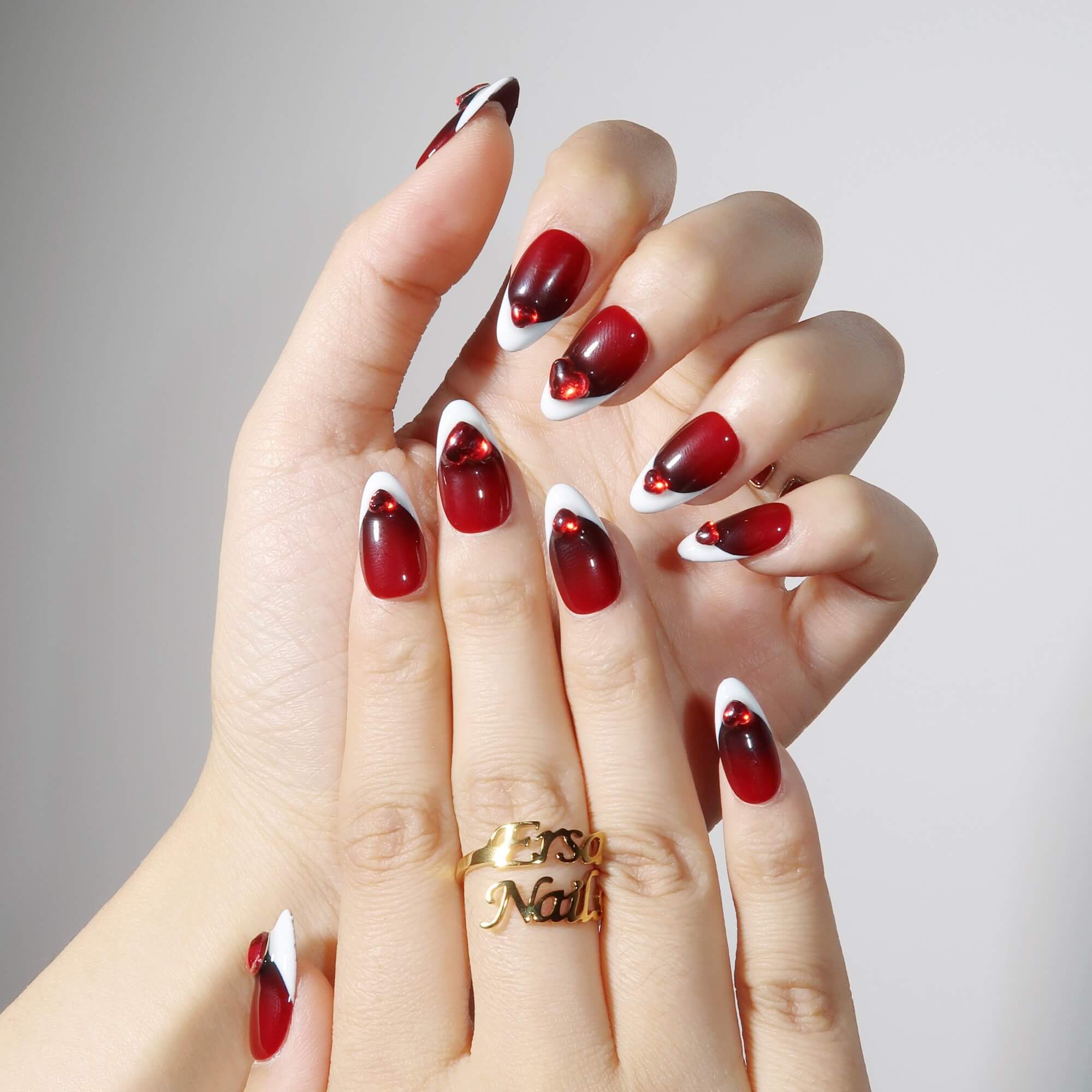 Heartstrings - Ersa Nails White Red PressOnNails