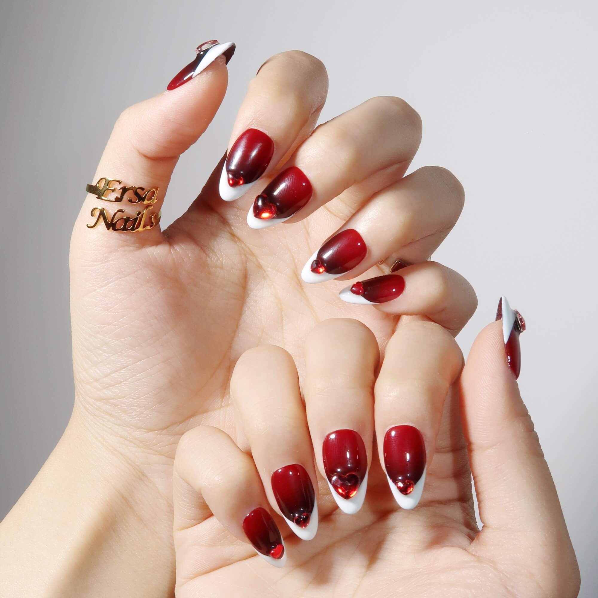 Heartstrings - Ersa Nails White Red PressOnNails