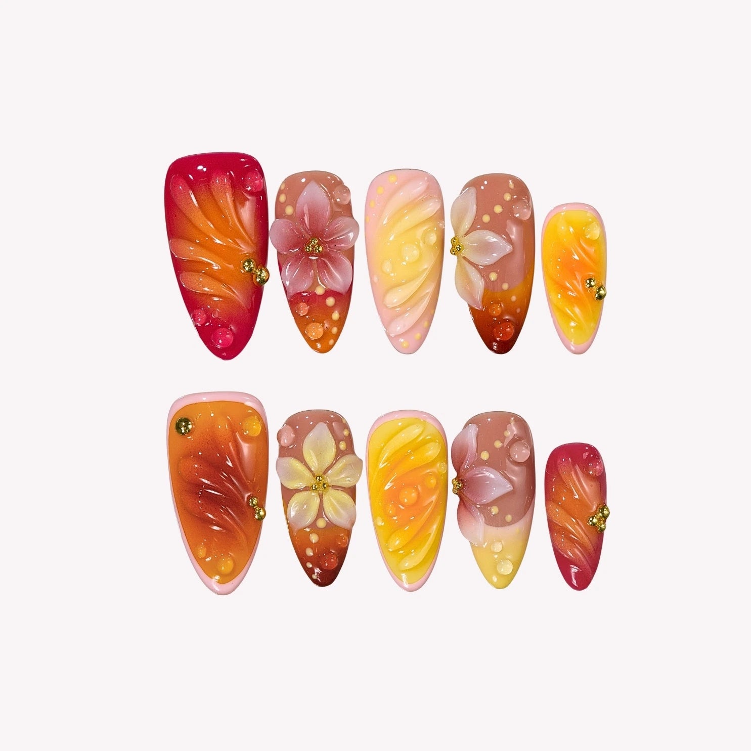 Heatwave - Ersa Nails Yellow Red PressOnNails