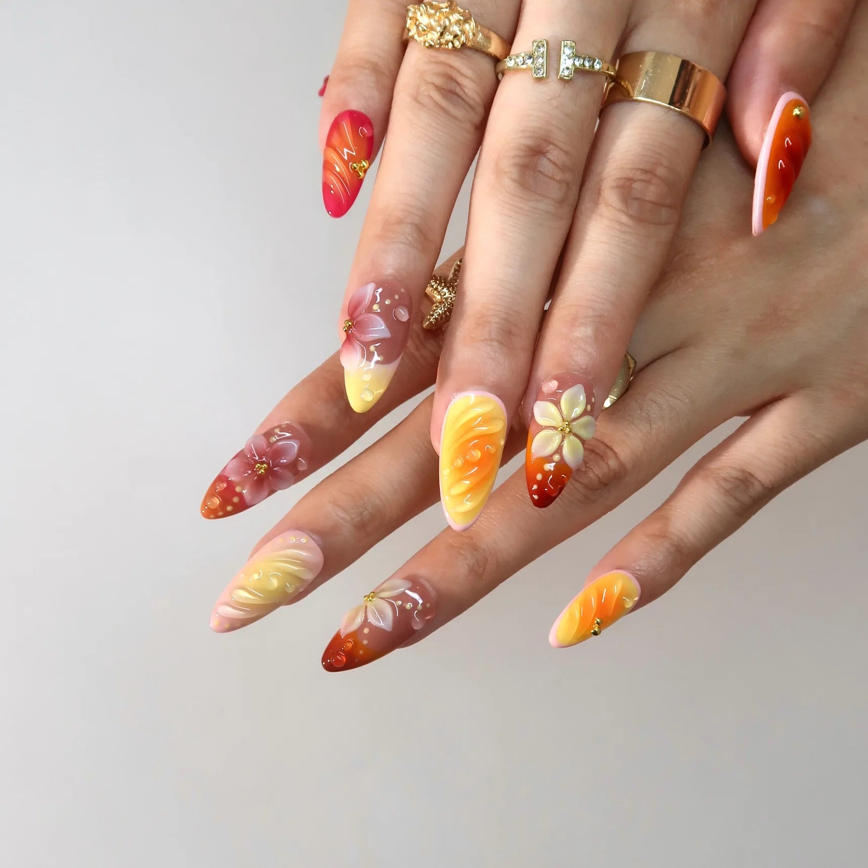 Heatwave - Ersa Nails Yellow Red PressOnNails