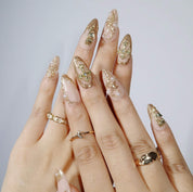 Holy Roses - Ersa Nails Nude Gold PressOnNails