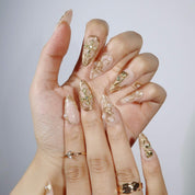 Holy Roses - Ersa Nails Nude Gold PressOnNails