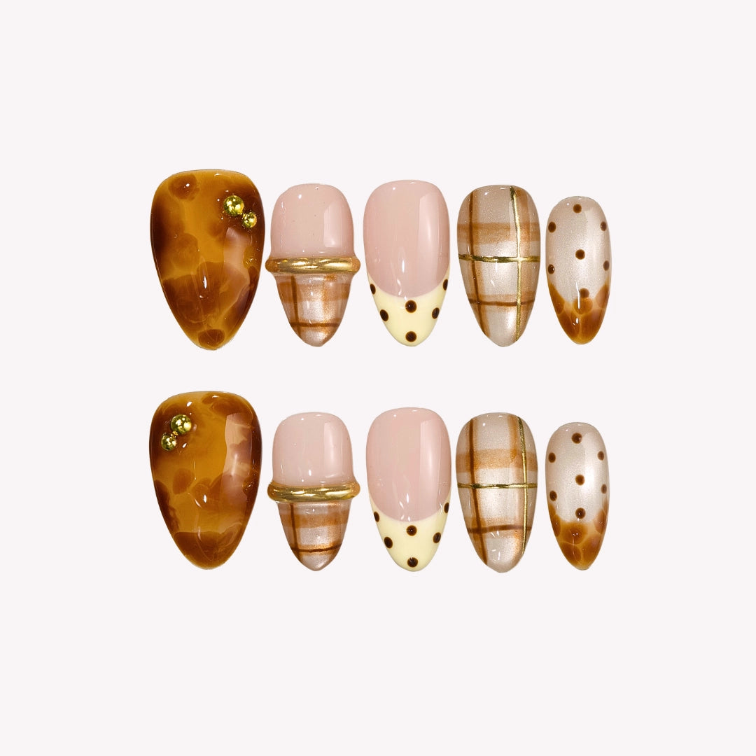 Honeyed - Ersa Nails Nude Brown PressOnNails