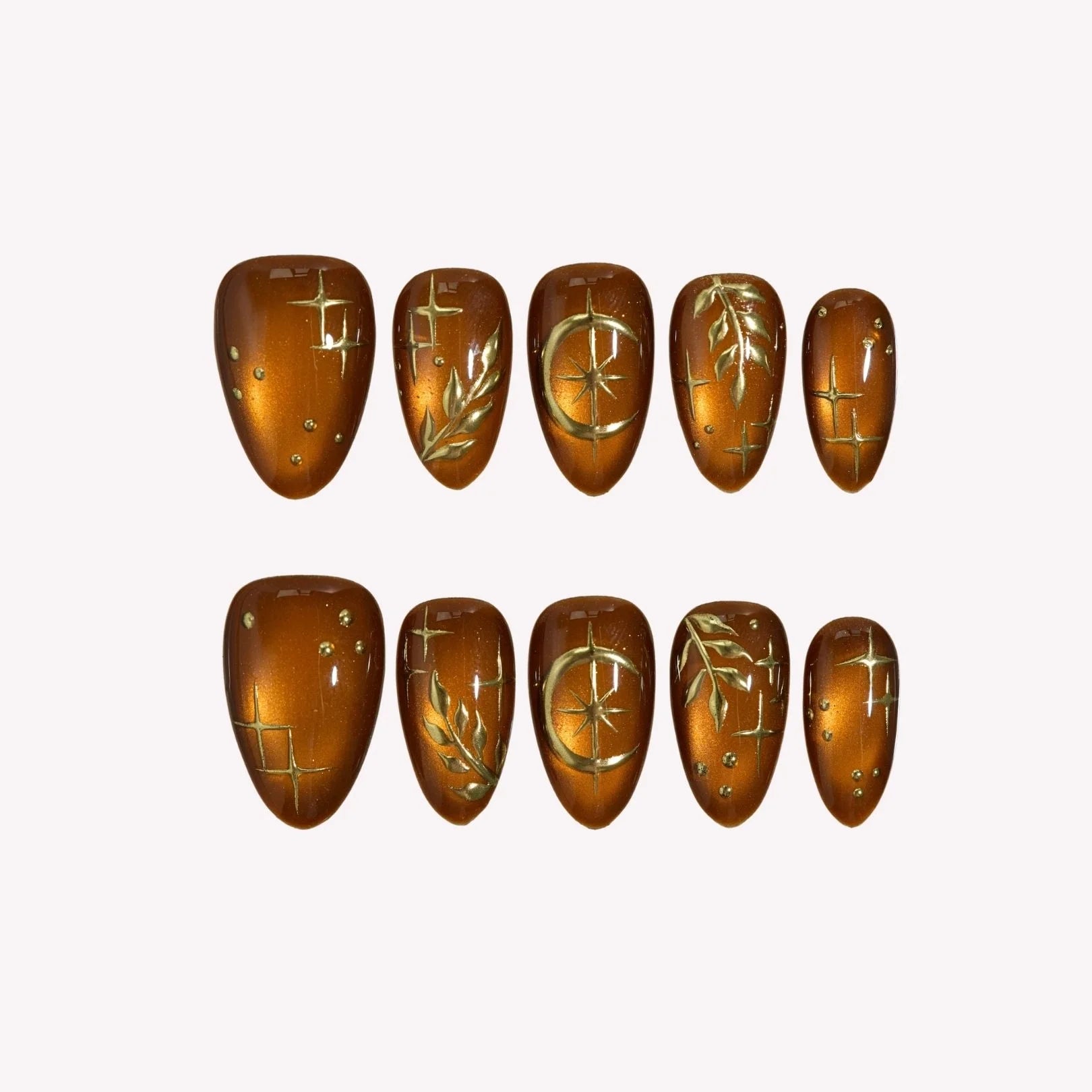 Honeyed Gold - Ersa Nails Gold Short Almond PressOnNails