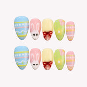 Hoppy Spring - Ersa Nails Blue Pink Yellow Jade PressOnNails