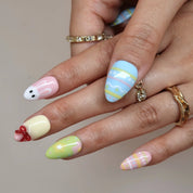 Hoppy Spring - Ersa Nails Blue Pink Yellow Jade PressOnNails
