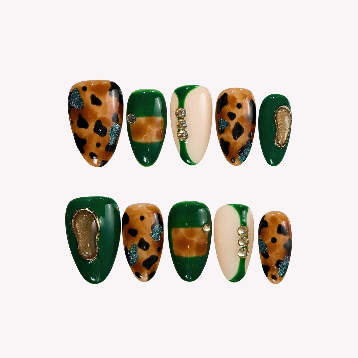 In Style - Ersa Nails Brown Jade PressOnNails