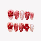 Inflorescence - Ersa Nails Nude Red PressOnNails