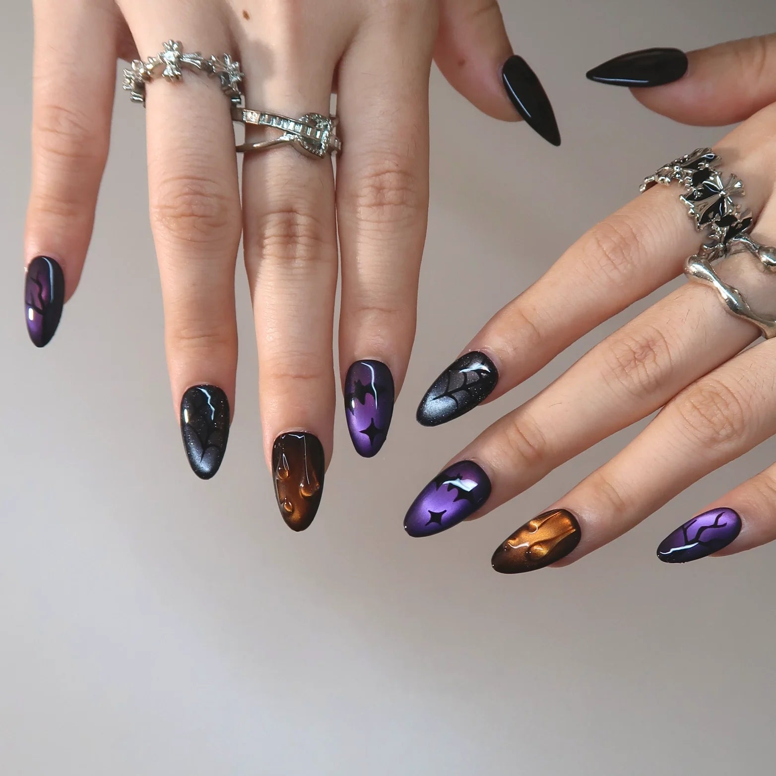 Into The Dark - Ersa Nails Purple Black PressOnNails