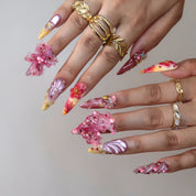 Island Escape - Ersa Nails Pink Yellow PressOnNails