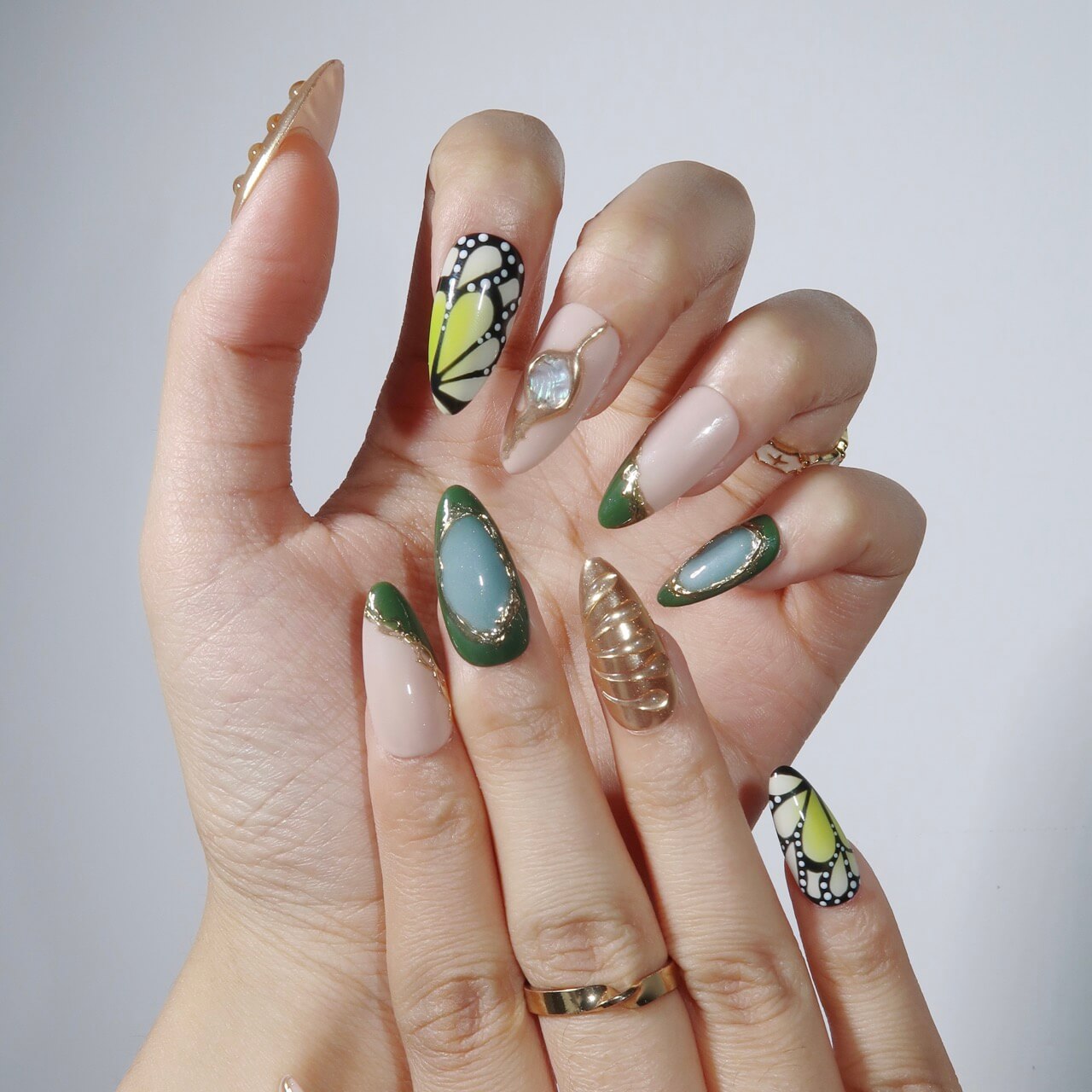 Jardin Vert - Ersa Nails Gold Jade Nude PressOnNails