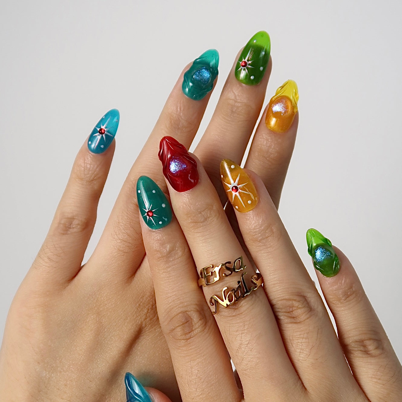 Jelly Sweets - Ersa Nails Red Blue Yellow Jade PressOnNails