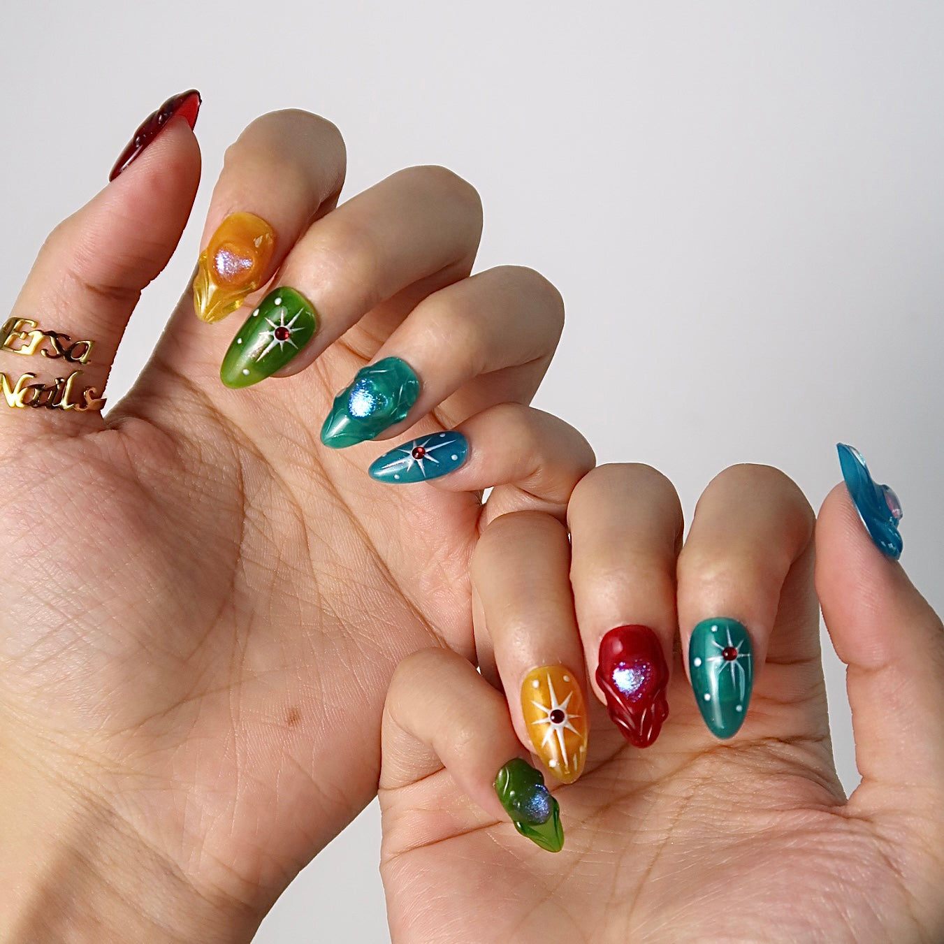 Jelly Sweets - Ersa Nails Red Blue Yellow Jade PressOnNails