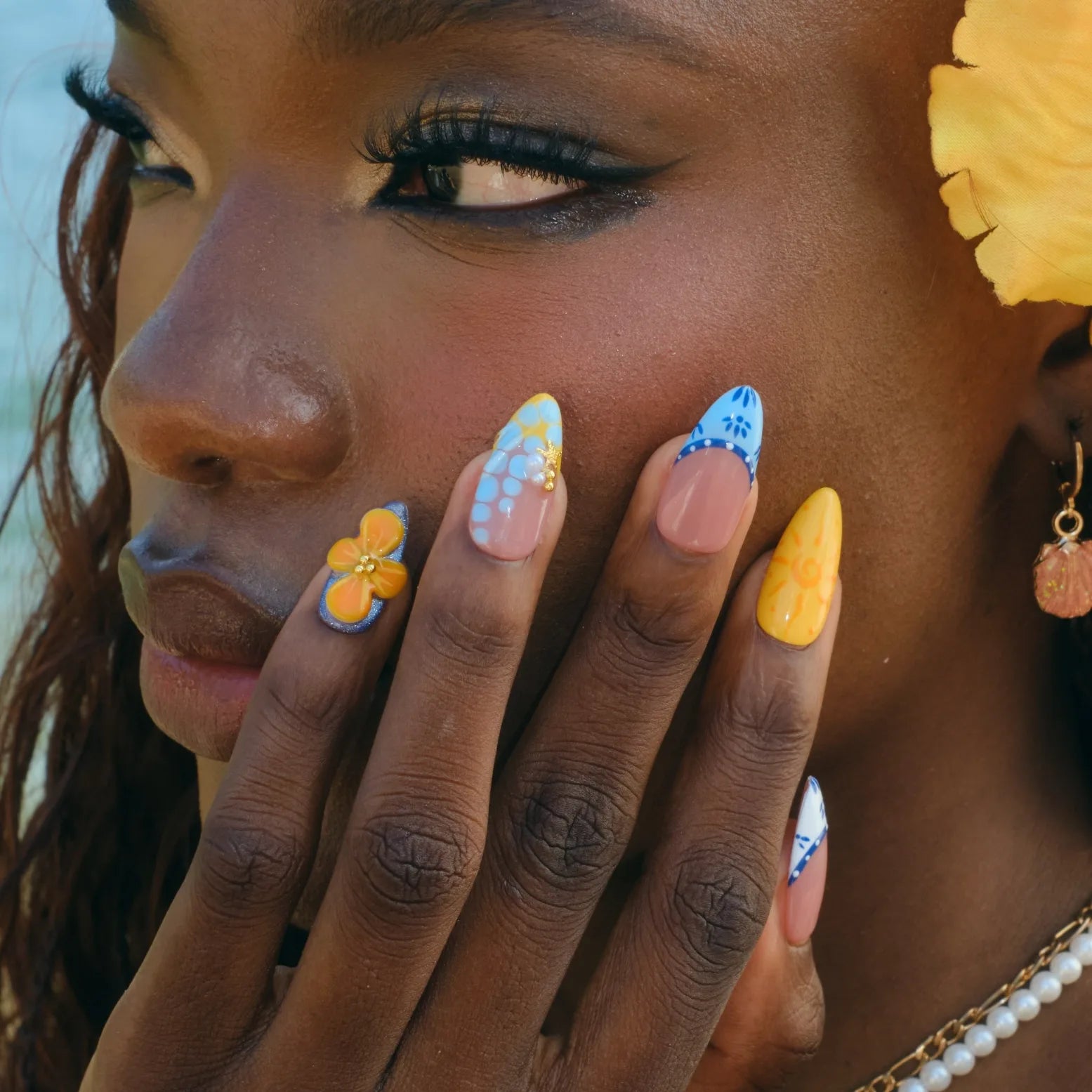 Juicie - Ersa Nails Blue Yellow PressOnNails