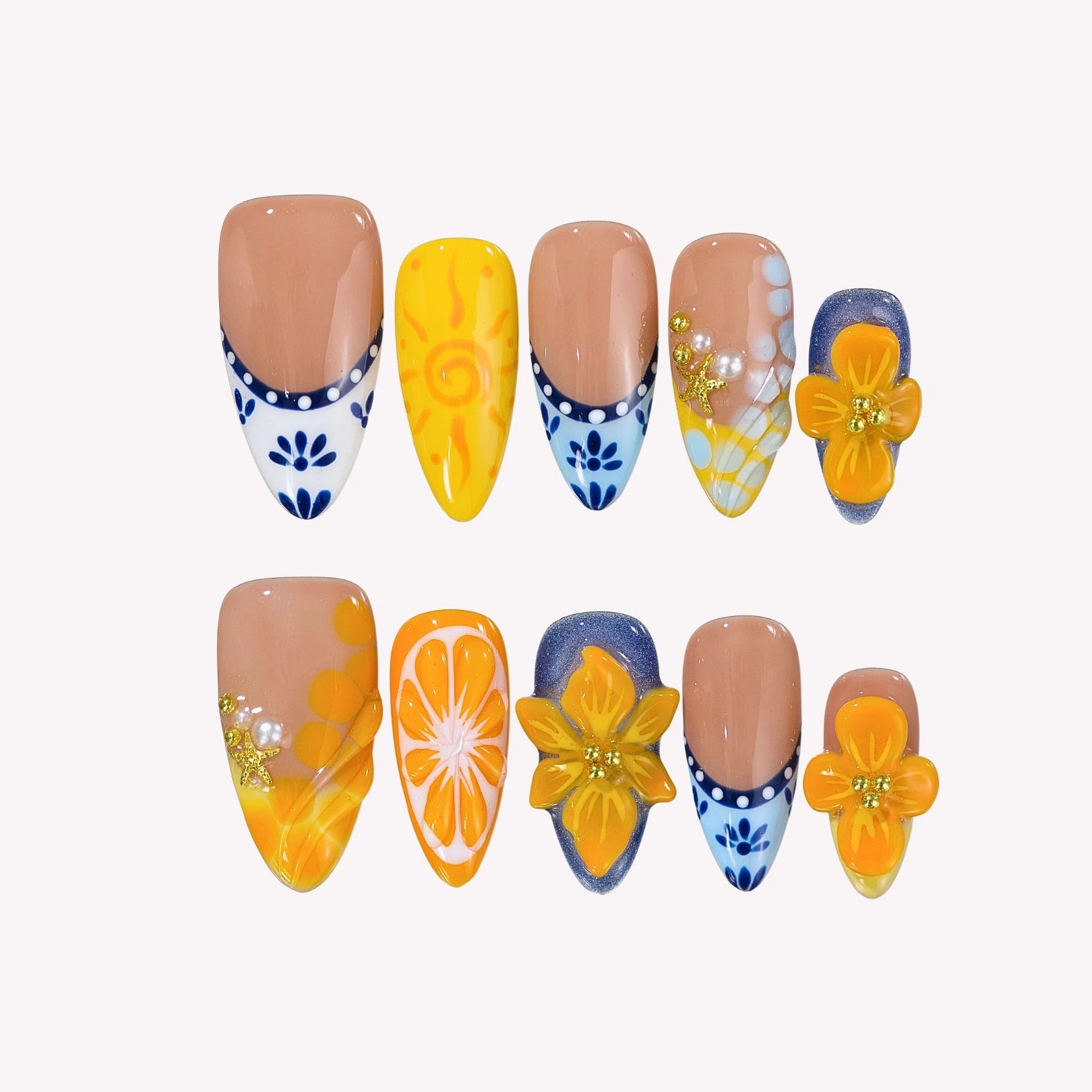 Juicie - Ersa Nails Blue Yellow PressOnNails