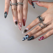 Just A Ghoul - Ersa Nails Red Black PressOnNails