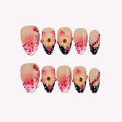 Just Peachy - Ersa Nails Pink Black PressOnNails