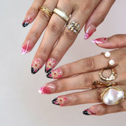 Just Peachy - Ersa Nails Pink Black PressOnNails