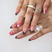 Just Peachy - Ersa Nails Pink Black PressOnNails