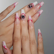 Kitty Whimsy - Ersa Nails White Pink PressOnNails