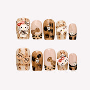 Kitty in the Wild- Ersa Nails Brown PressOnNails