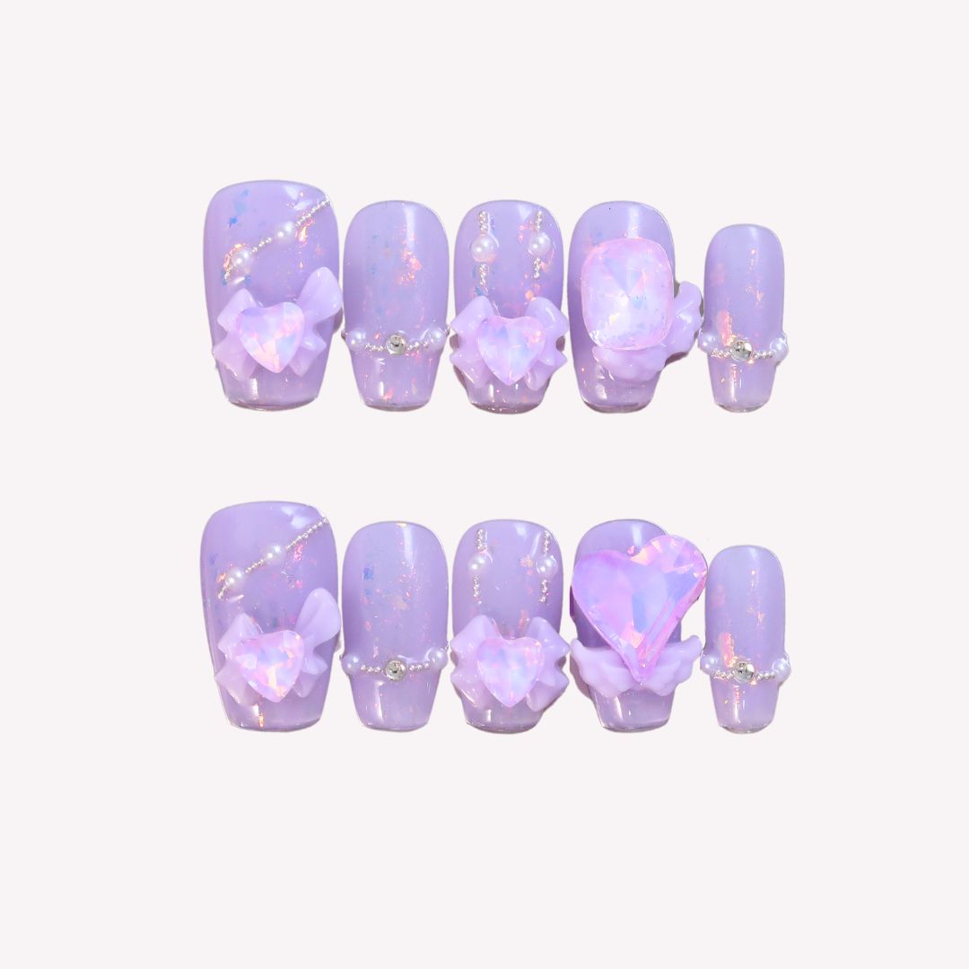 Lavender Fairy - Ersa Nails Purple Short Coffin PressOnNails