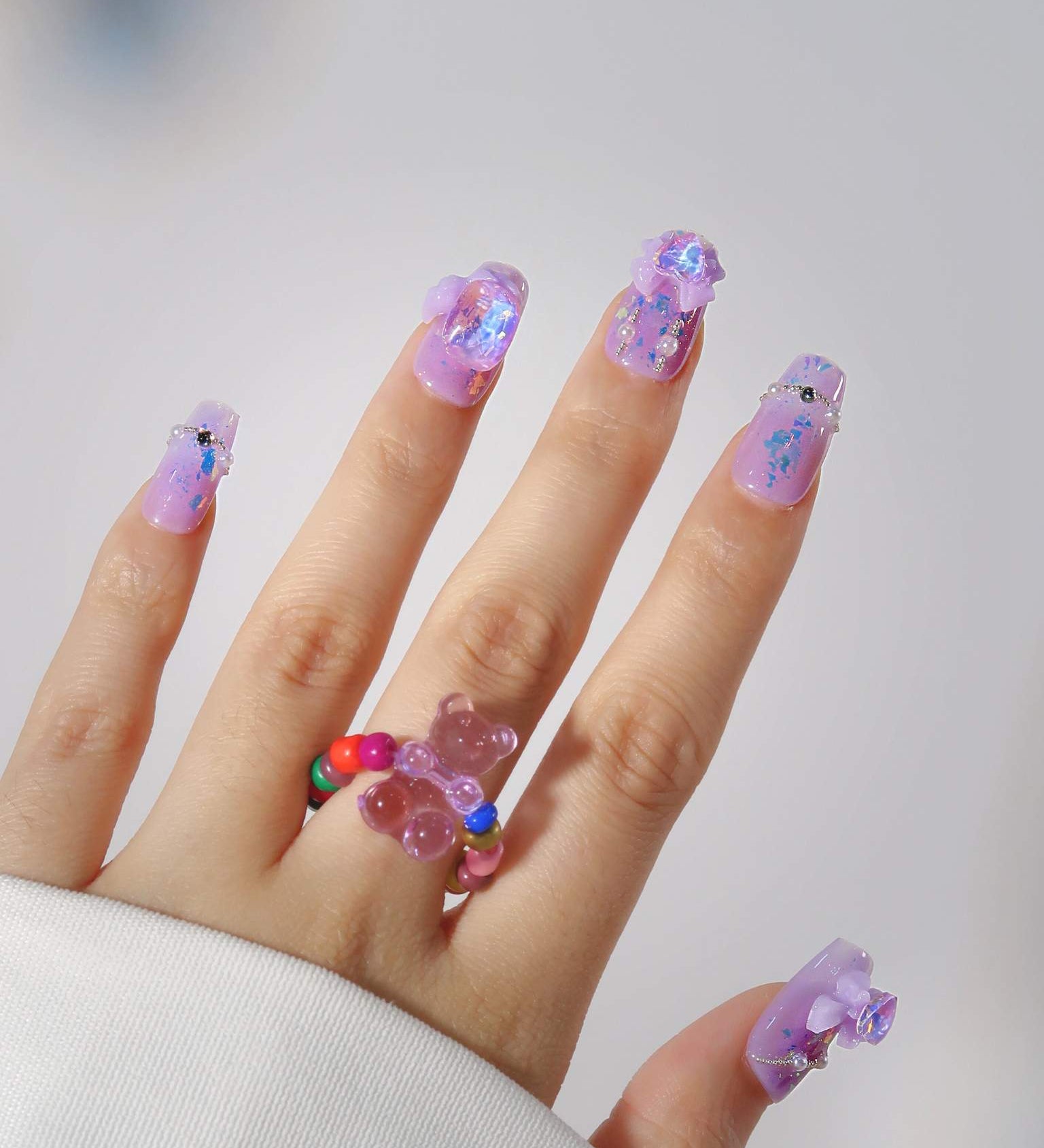 Lavender Fairy - Ersa Nails Purple Short Coffin PressOnNails