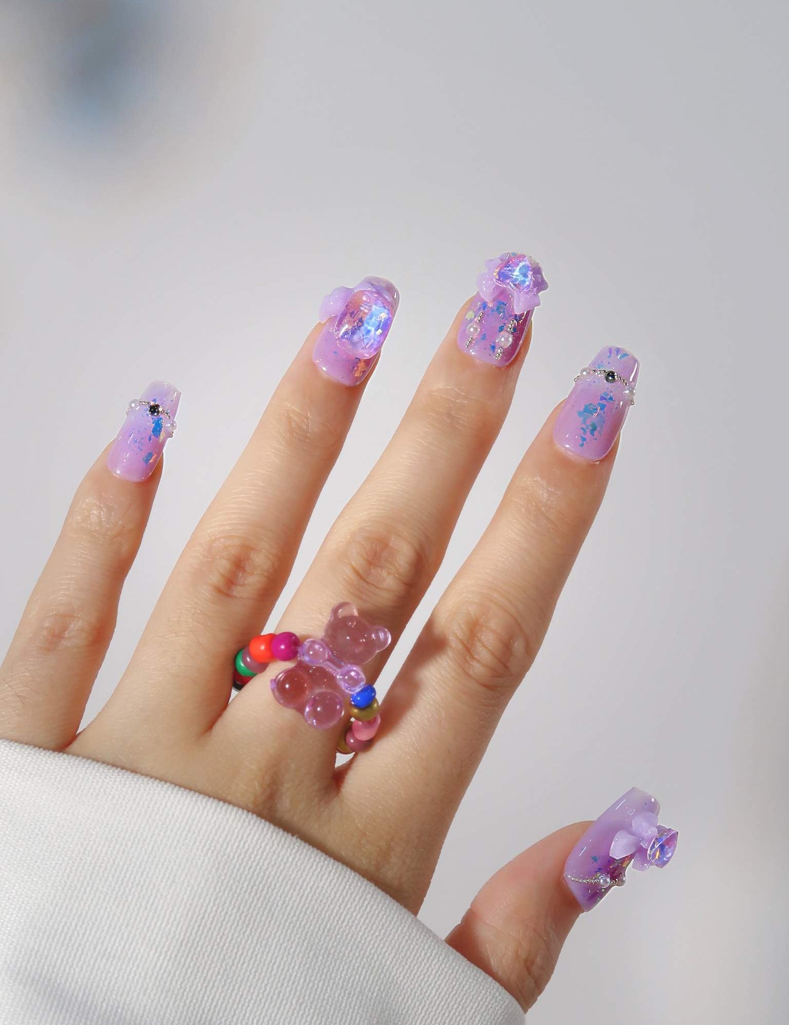 Lavender Fairy - Ersa Nails Purple Short Coffin PressOnNails