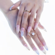 Lazuli Feather - Ersa Nails Pink Blue Yellow Long  Almond PressOnNails