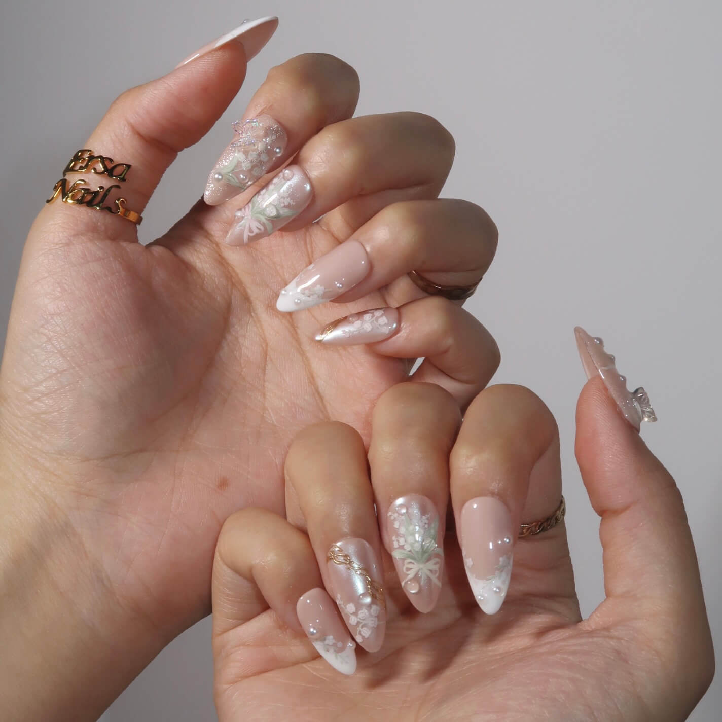 Lily of the Valley - Ersa Nails White Nude PressOnNails