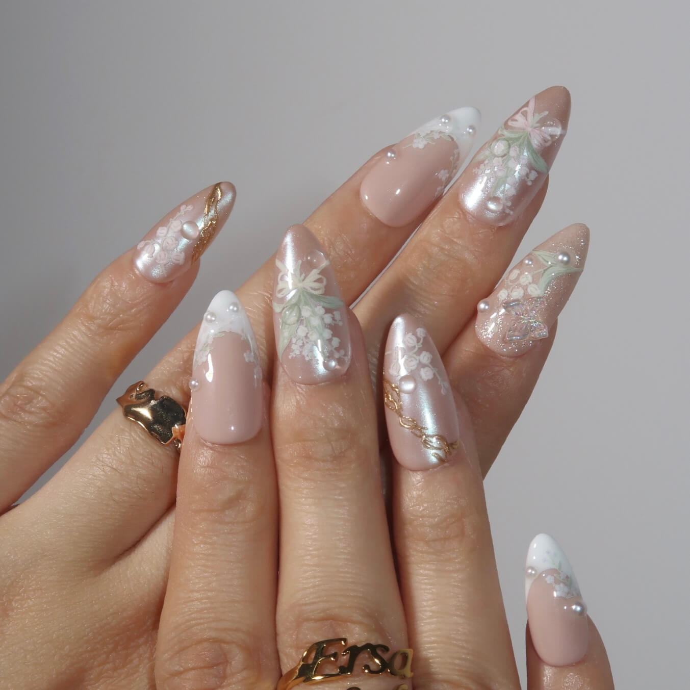 Lily of the Valley - Ersa Nails White Nude PressOnNails