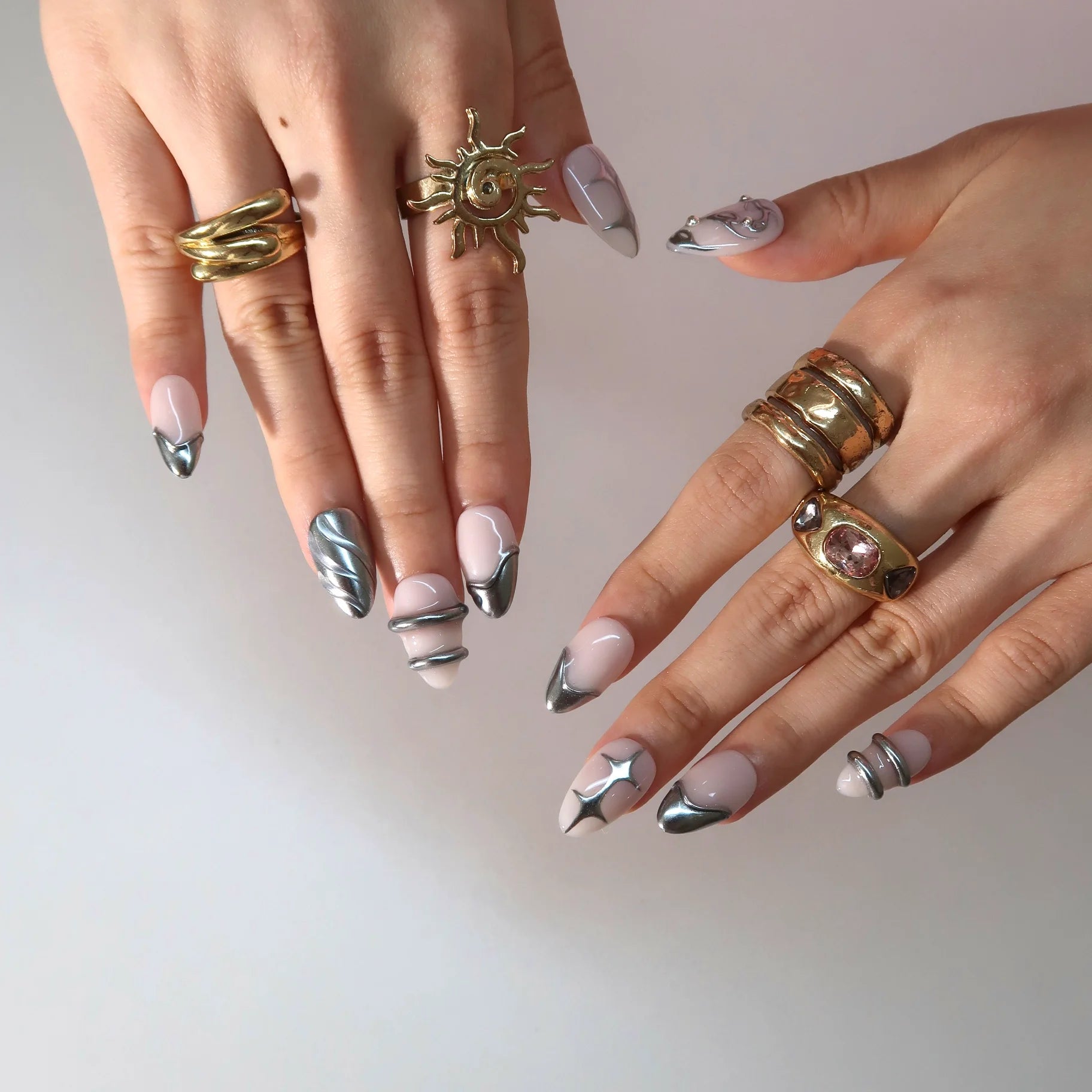 Limitless - Ersa Nails Nude Silver PressOnNails
